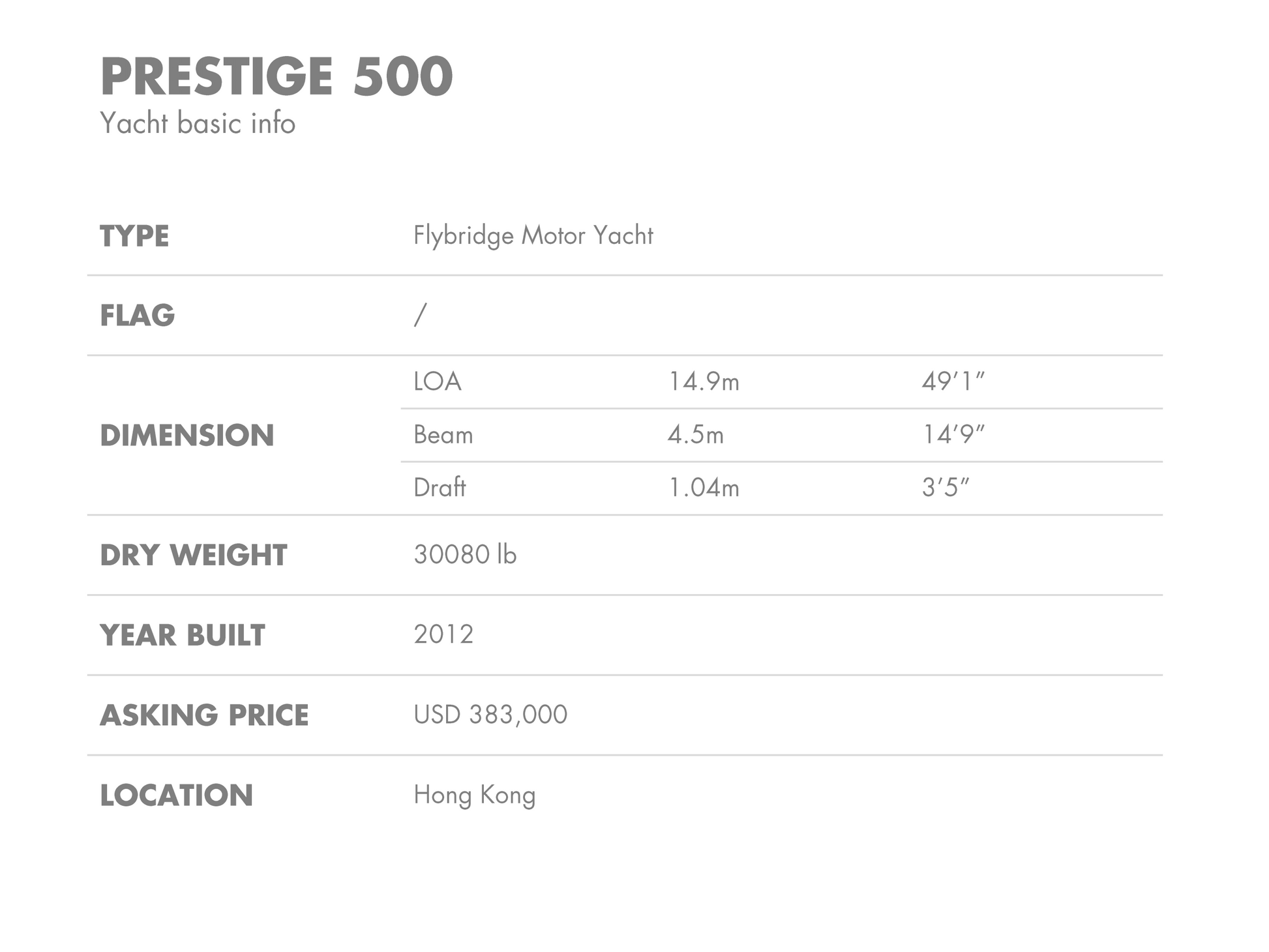 2012 PRESTIGE 500 BF